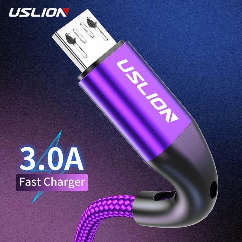 USLION 3m 3A Micro USB Cable For Xiaomi Redmi HTC USB Fast Charge Phone Charging Wire Cable For Samsung Android Phone Charger android charger cord