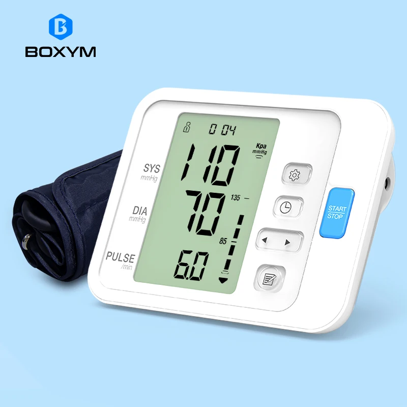 Online BOXYM automático Digital brazo presión arterial Monitor esfigmomanómetro LCD superior BPM Cufffor tonómetro pulsometro cuidado de la salud
