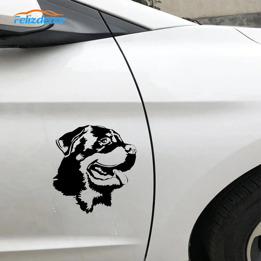 Waterproof Decor Cute Rottweiler Dog Car Decal Vinyl Car Sticker Car Door Decoration Accessories Black/Silver C1089