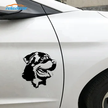 Waterproof Decor Cute Rottweiler Dog Car Decal Vinyl Car Sticker Car Door Decoration Accessories Black/Silver C1089