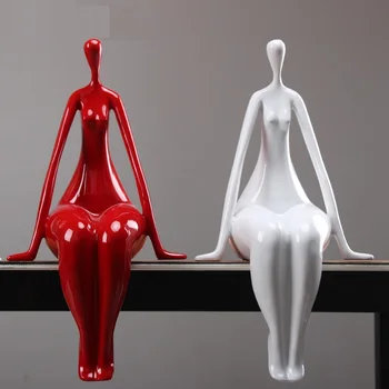 

Fat Lady Statue Abstract Yoga Figure Art Sculpture Creative Female Character Resin Art&Craft Desktop Decoration Office