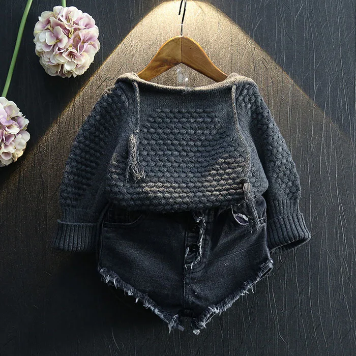 

2019 Autumn And Winter New Style Girls Hooded Sweater Autumn New Style Children Pullover Knitting Shirt Loose-Fit Korean Style S
