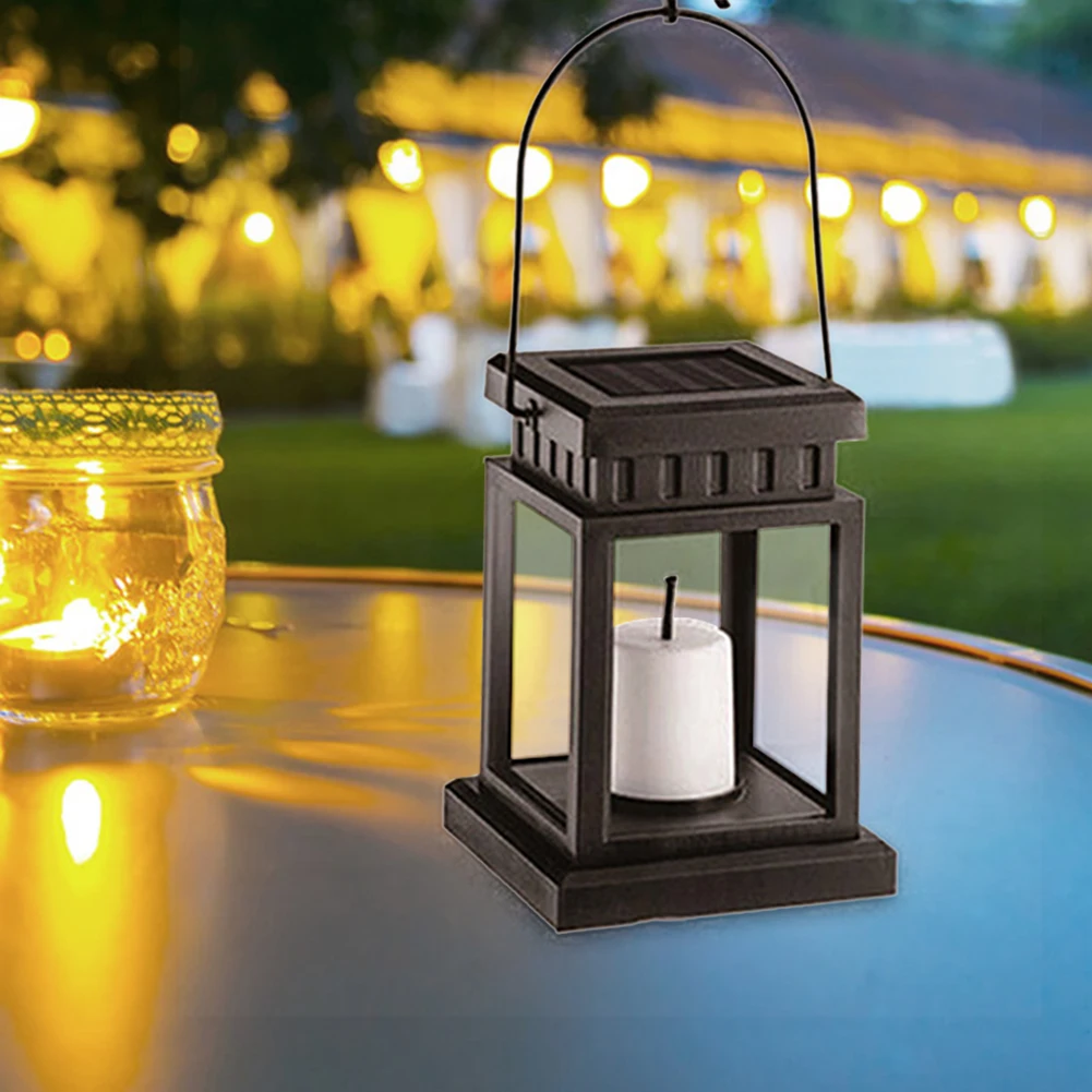 Home Garden Decoration Light LED Outdoor Twinkle Candle Lantern Solar Powered Warm Flame Flashing Tea Light Outdoor Lamp