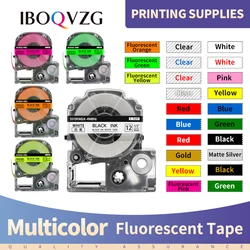 IBOQVZG 12mm Fluorescent Tape SK12P SK12D SK12Y SK12G for Epson King Jim SS12KW Compatible for Epson LabelWorks LW-300 400 Label