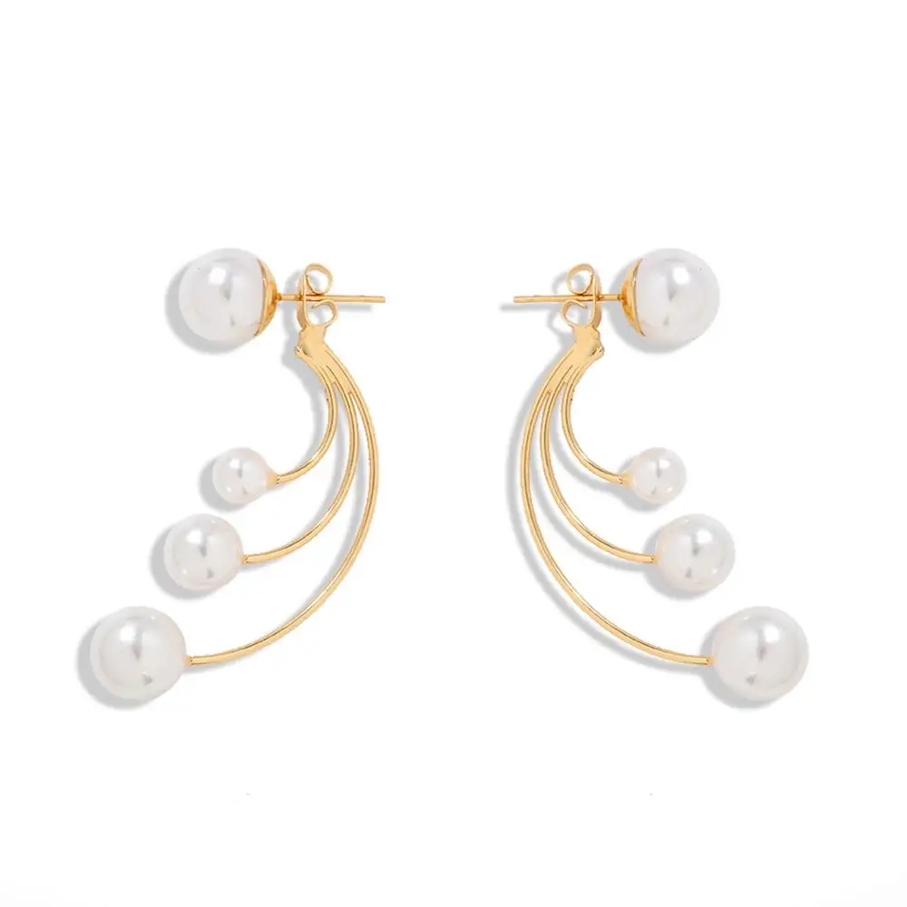 Elegant Simulated Pearls Dangle Earrings Korean Jewelry Gifts for Women Girls Geometric Fashion layer Statement Earring | Украшения и
