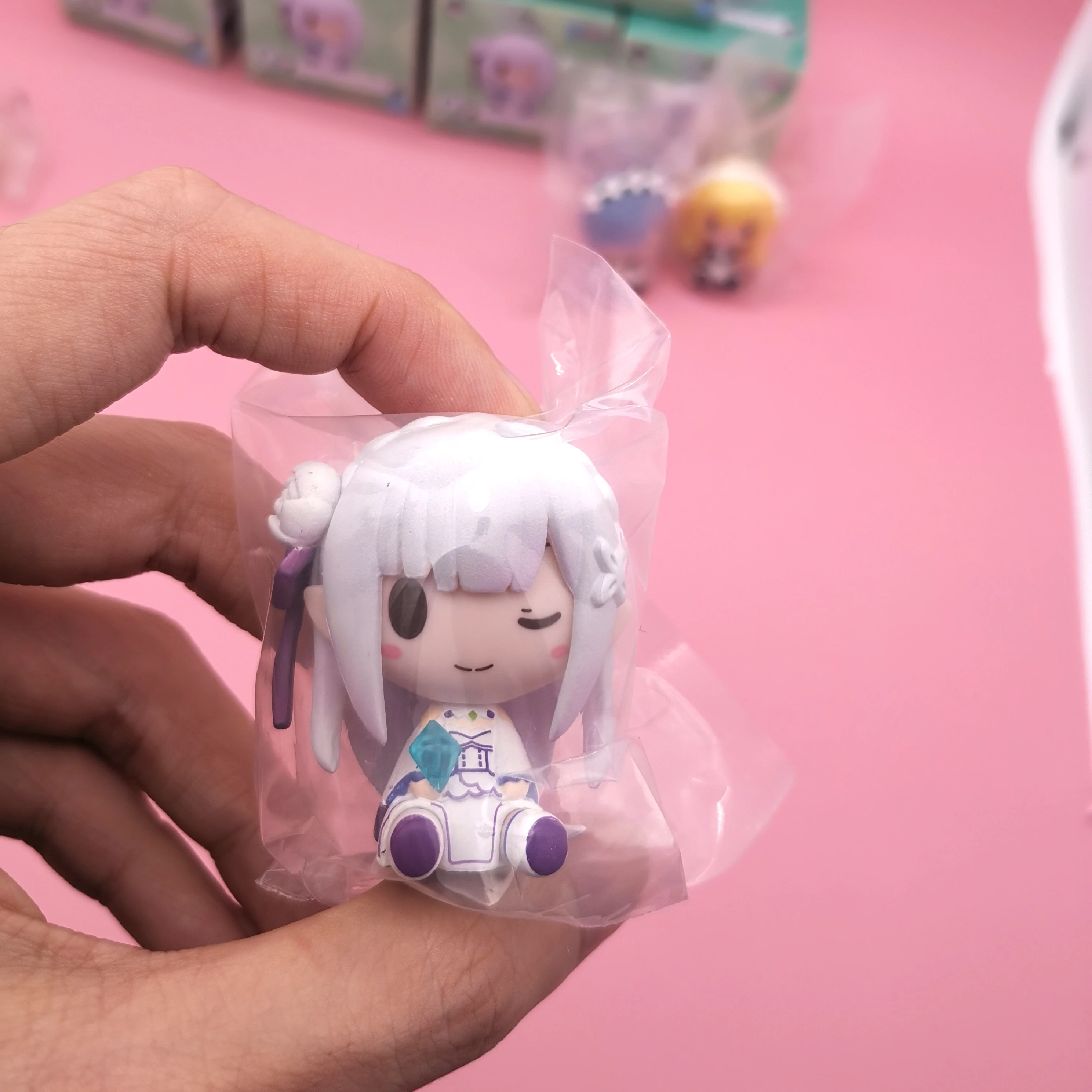 Оригинальный Bandai Cute Мини фигурка аниме Re Zero Start Life In other World 7 шт. фигурок ПВХ модели