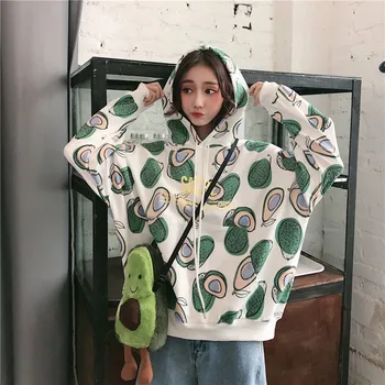 

Fannic Winter Women's Sweatshirt Harajuku Printing Hooded Bf Long-sleeved Loose Pullovers Clothes Ins