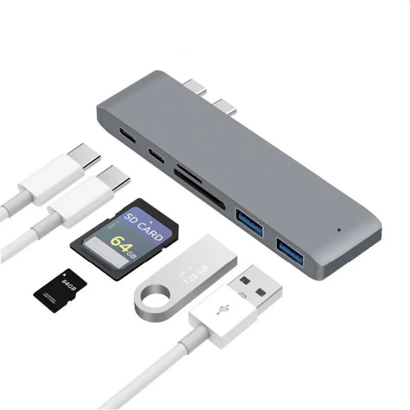 Asunflower двойной Тип C до USB 3,0 концентратор с TF слот для карты SD Макс 100W PD Зарядное устройство совместимо с Thuderbolt 3 Порты и разъёмы usb-хаб адаптер