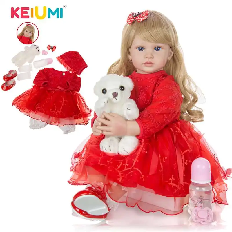 

KEIUMI 24 Inch Elegant Reborn Baby Girl Doll 60 cm Soft Vinyl Cloth Body Princess Doll Lifelike Boneca Reborn Kids Best Playmate