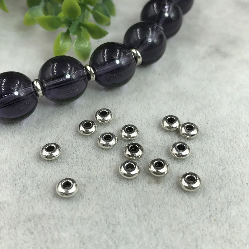 

50pcs/Lot Simple Antique Silver Loose Prayer Beads 5mm Handmade Woven Bracelets Beading Metal Spacer DIY Jewelry Making Findings