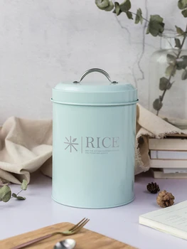 

Kitchen Rice Box Food Flour Storage Container with Sealed Blue White Home Moisture-proof Storage Box for Food Powder Laundry