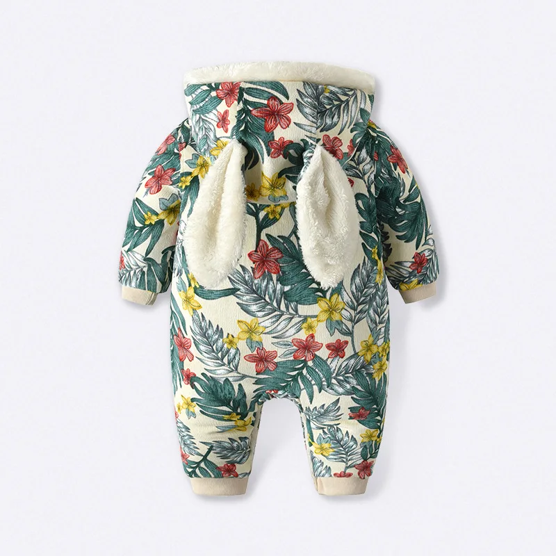 Winter Baby Girls Clothes Cartoon Print Thicken Warm Rompers Newborn Baby Boys Toddler Jumpsuit Outwear Rompers 0-18M
