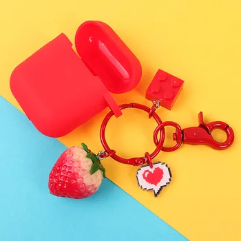 

For Xiaomi Mi True /Air Lite / AirDots Pro Case fashion strawberry Key Ring Silicone Earphones case for Xiaomi Air Lite Cover