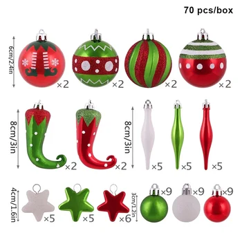 

70-Pack Shatterproof Christmas Ball Ornaments Set Decorative Pendants Reusable Hand-held Gift for Xmas Tree WXV Sale