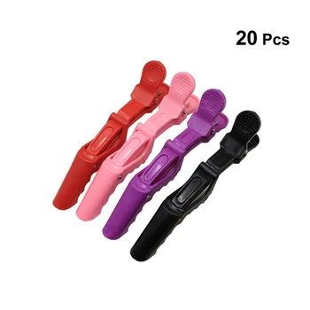 

20pcs Professional Positioning Alligator Clip Hairdressing Clips Duck Clamps Hair Salon Styling Grip (Black, Red, Pink, Purple)
