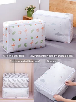 

1Pcs PEVA Transparent Quilt Storage Bag Home Storage Box Clothes No Foreign Smell Organizer Clothes Quilt Finishing Dust Bag