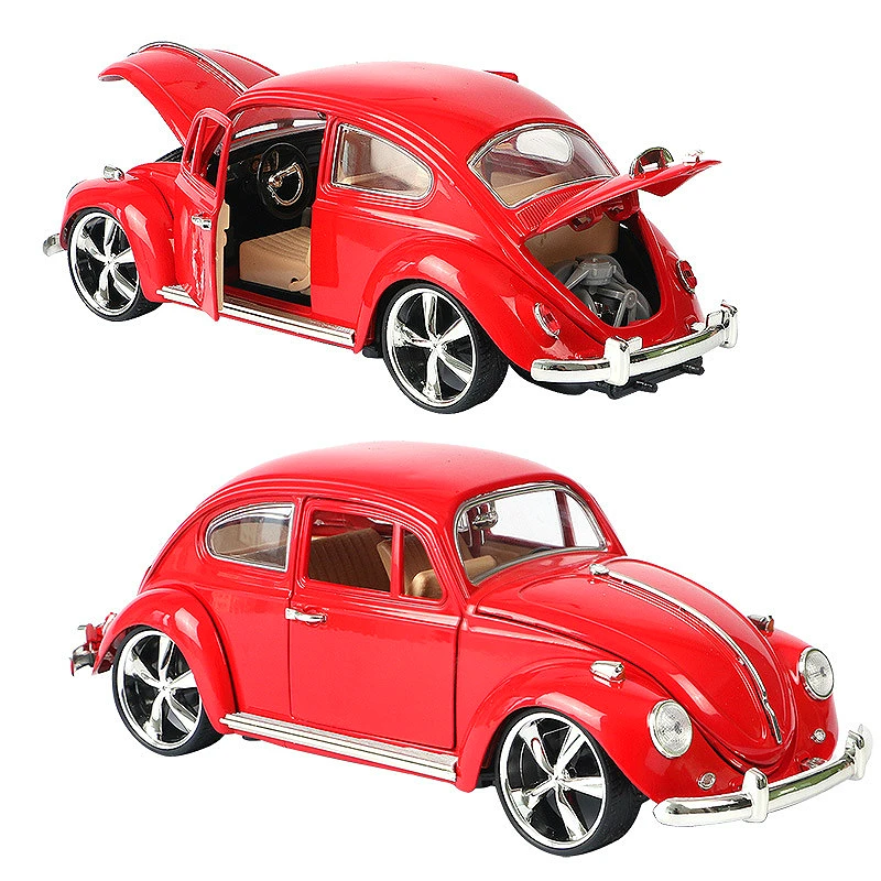 1:18 моделирование Volkswagen Beetle модель автомобиля из сплава открывается большой вокальный светильник металлический автомобиль - Цвет: Красный