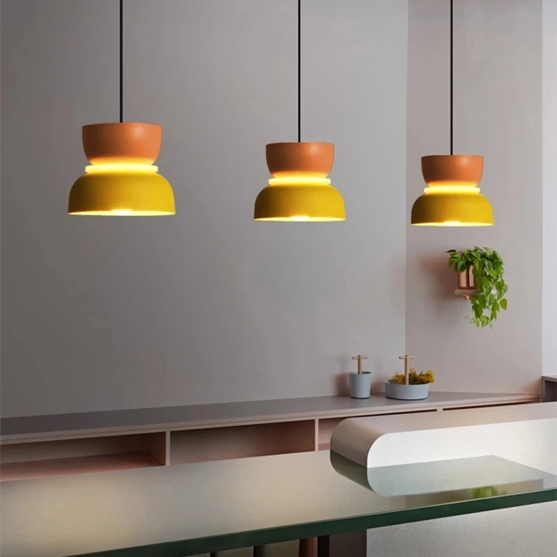 

Современные подвесные светильники E27 в виде макарон, красочные светодиодные лампы для дома, кухни, столовой, гостиной, ресторана, спальни
