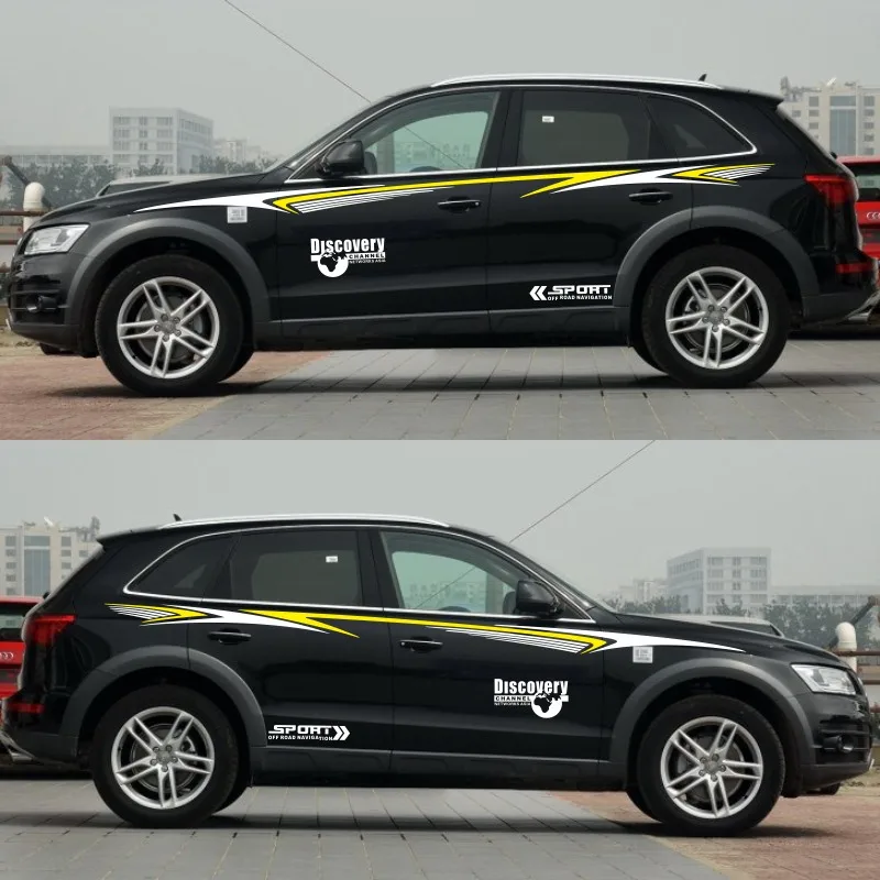 Наклейка на спортивную машину для Audi Q3 Q5 Q7 Discovery, Спортивная наклейка для автомобиля, Стайлинг кузова, боковая дверь, хвост, Декоративная Виниловая наклейка