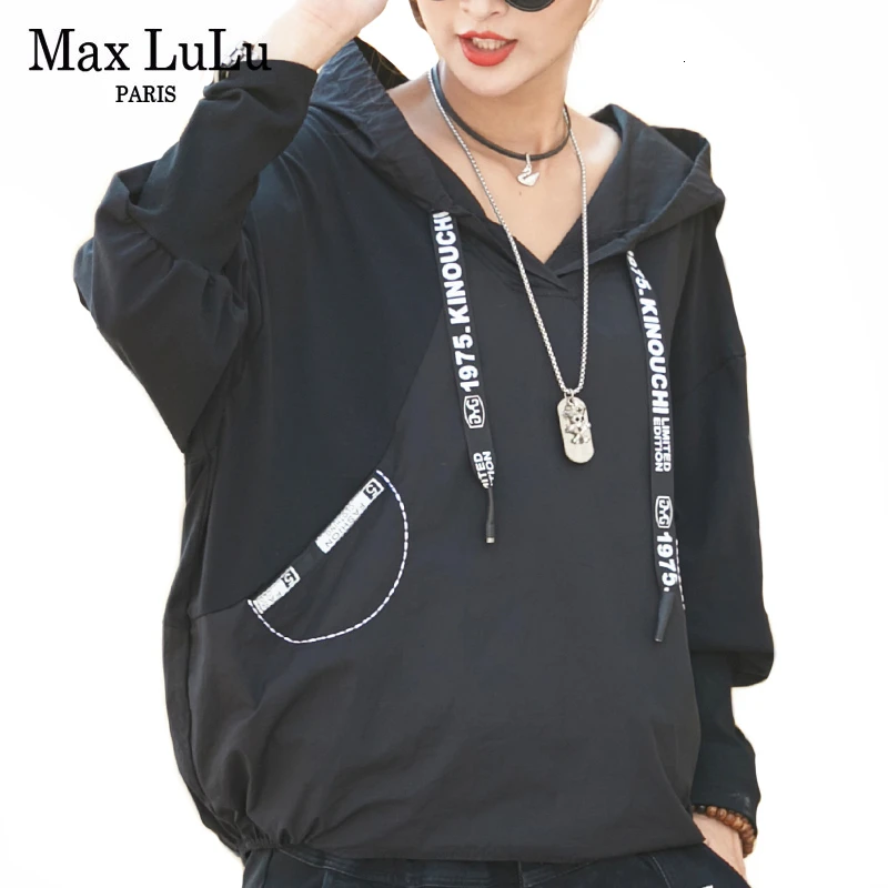 Max LuLu корейская модная одежда женская панк уличная одежда женские толстовки с капюшоном с принтом повседневные толстовки размера плюс для фитнеса