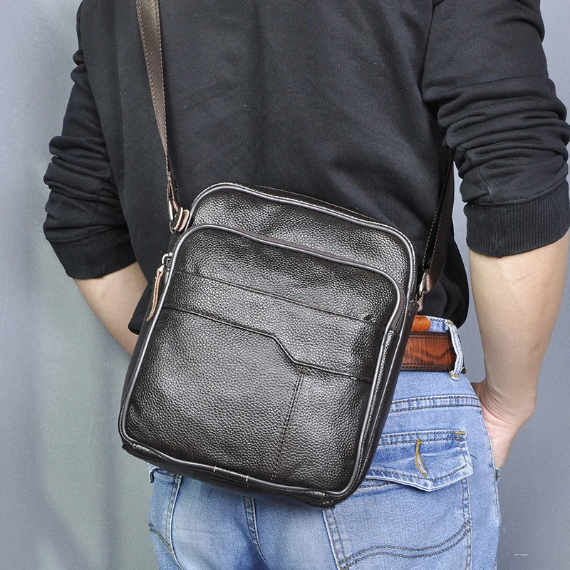 Качественная оригинальная кожаная мужская повседневная сумка через плечо