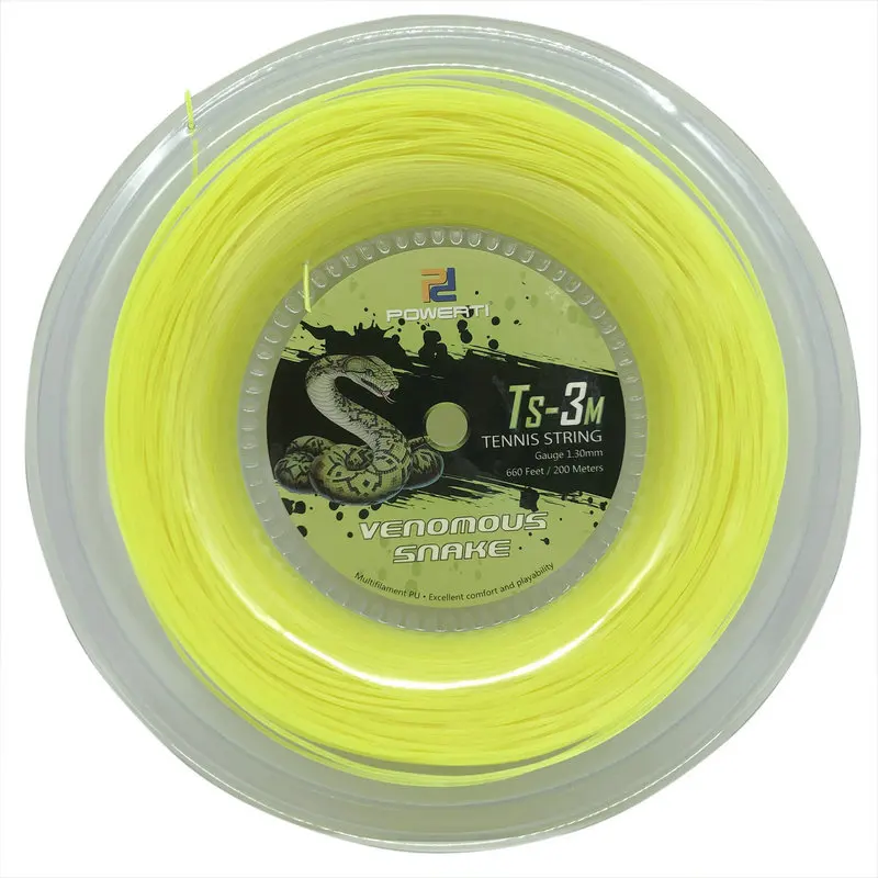 POWERTI 1.35mm Nylon Tennis String Snake Soft Feeling 200m Reel Tennis Racquet Training String 56-59Pounds TS-3M