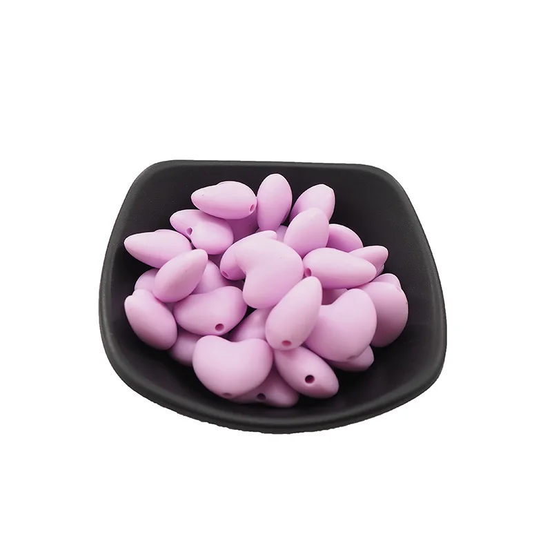12 Lilac Chenkai 50 шт. силиконовые бусины для прорезывания зубов в форме сердца, безопасная соска для младенцев, BPA,, подвеска-прорезыватель для малышей, ожерелье - Цвет: 12 Lilac