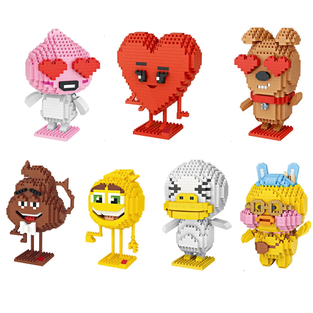 

hot LegoINGlys creators beautiful emoji red love heart DUDUDUCK dog nano micro diamond building block model bricks toys for gift