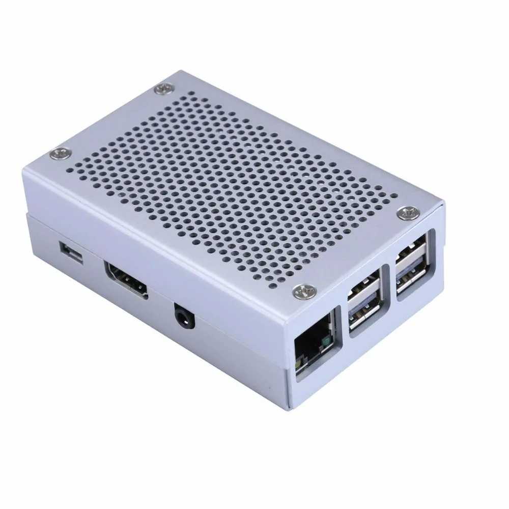 

Aluminum Case Silver Metal Case + 5V / 3.3V Cooling Fan With Screws + Heat Sink Enclosure Kit For Raspberry Pi 3 Model B +