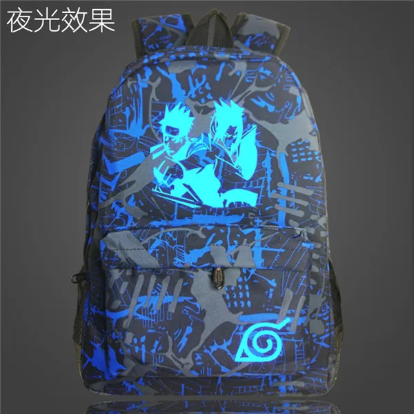 Style 22 Аниме Наруто светящийся рюкзак Hokage школьная сумка студенческая Книга сумка ноутбук рюкзак повседневный рюкзак для ноутбука светится в темноте - Цвет: Style 22