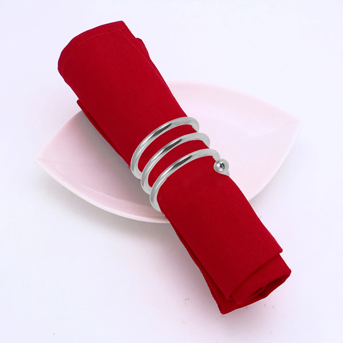 6Pcs Decorative Napkin Ring Handmade Spring Type Metal Napkin Holder Wedding Party Dinner Table Decor(Silver& Golden