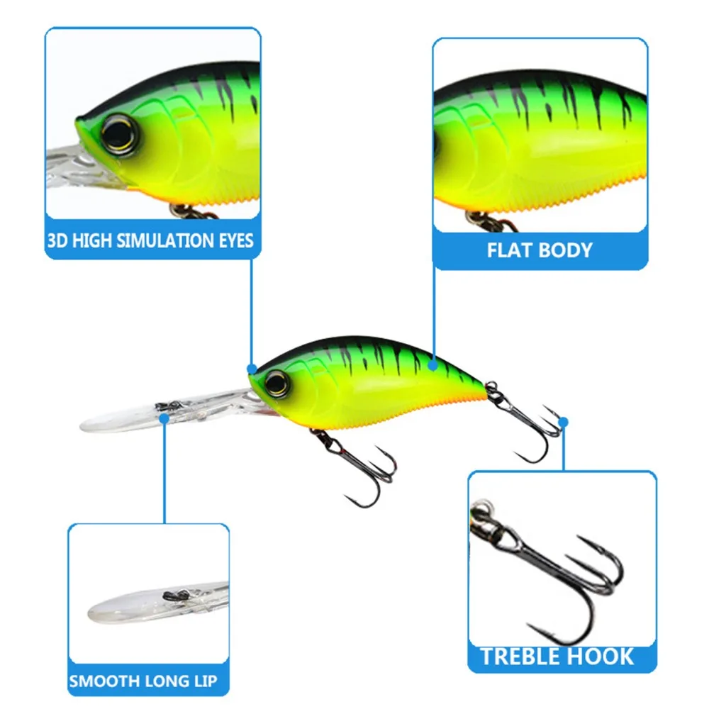70mm 22g Crankbait Long Lip Fishing Lure Floating Bionic Wobbler Crank Bait Artificial Lure Hard Bait 3D Eyes Minnow Bass