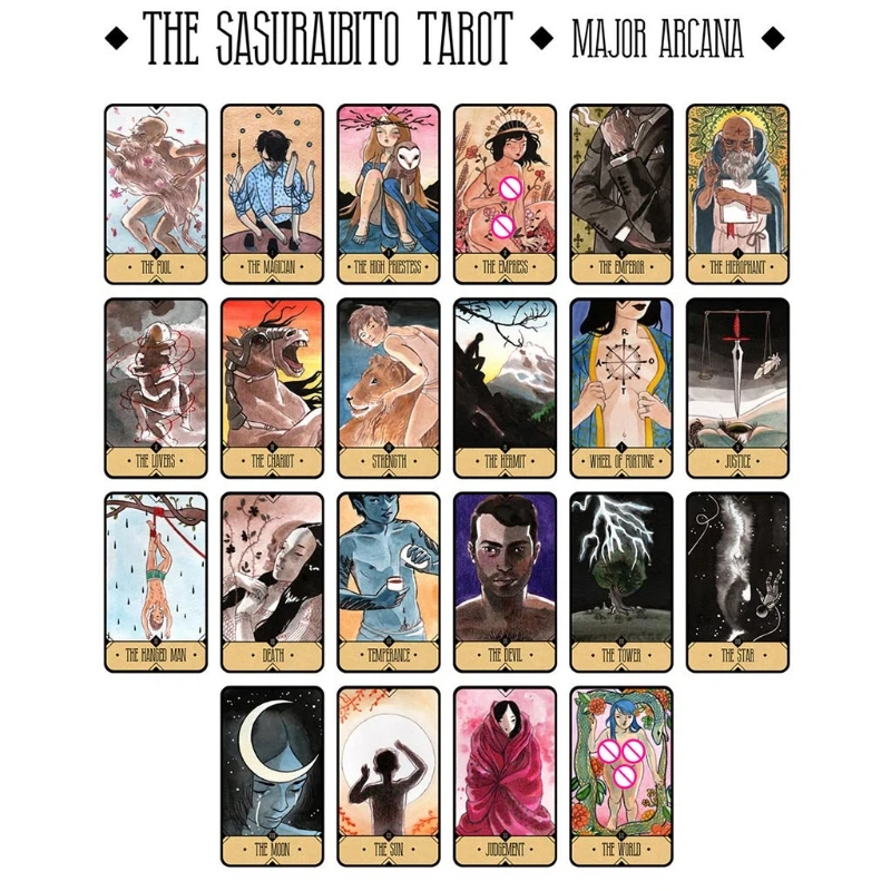 

The Sasuraibito Tarot 78 Cards Deck and Guidebook Gilt Edge Card Family Party Board Game Oracle Card Divination Fate