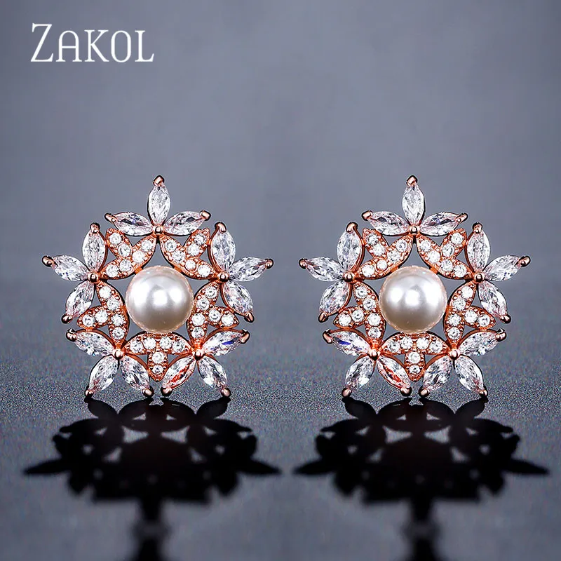 ZAKOL классические фианиты Цветы милые ювелирные изделия для невесты модные серьги