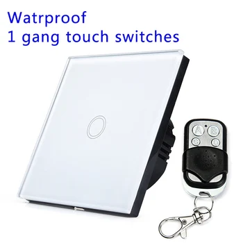

Remote control Single Touch Switch 1 Gang 1 Way 86*86mm Waterproof Crystal Glass Panel Wall Switch EU UK Standard With Pilot