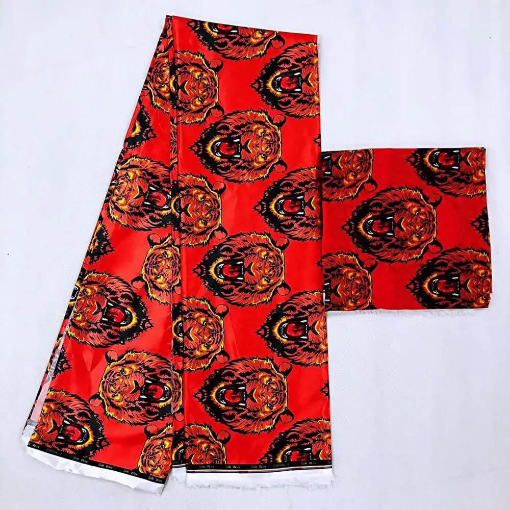 5 Африканская восковая ИМИТИРОВАННАЯ шелковая ткань атласная ткань 4 ярда Анкара audel/modell хлопковая ткань для платья+ 2 ярда шифон LP30 - Цвет: 5