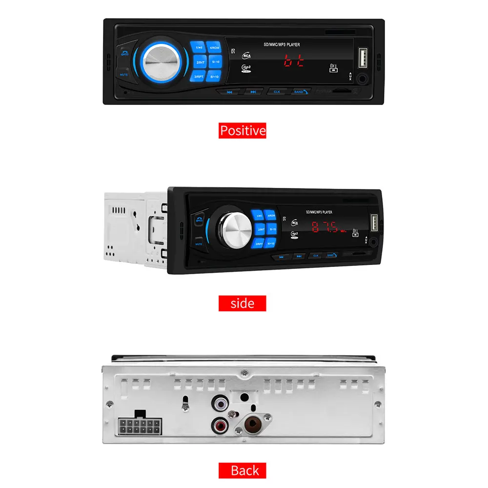 Общее автомобильное радио стерео Bluetooth FM/AUX/TF/USB плеер Эквалайзер звуковой эффект Автоматическое отключение питания память дистанционное управление FM 87,5-108 МГц