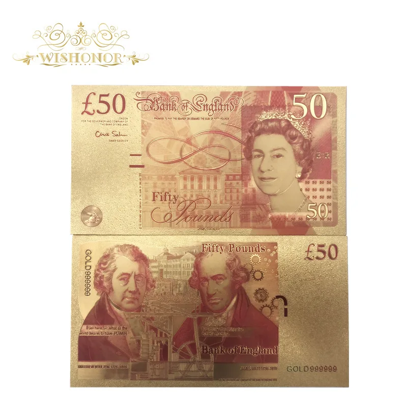 5pcs 20 Pound 24k Gold Banknote Colorful UK Bill Note Creative Paper Money 