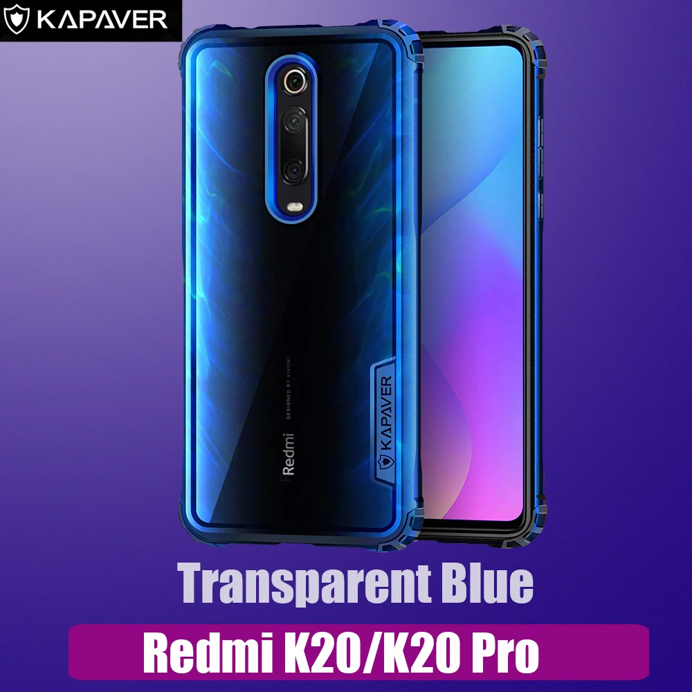 Capaver Прозрачный чехол для телефона для Xiao mi Red mi note 8 K20/K20 Pro mi MAX3 PocoPhone F1 чехол Гибридный ТПУ противоударный бампер Капа - Цвет: K20 K20Pro Blue