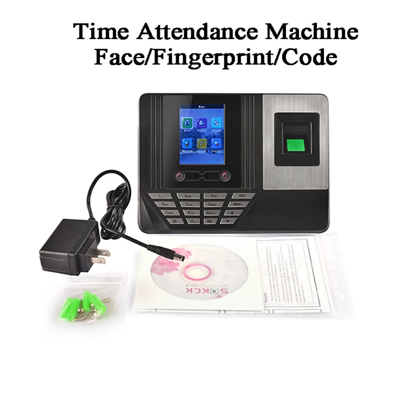  Standalone Office Face time attendance machine DC5V U-disk USB TCP/IP LCD Screen biometric fingerpr