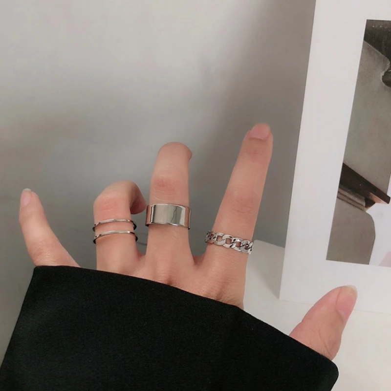 

New Fashion Round Hollow Ring Set For Women Metal Geometric Round Punk Ring Charm Joint Ring Fashion Jewelry Gift