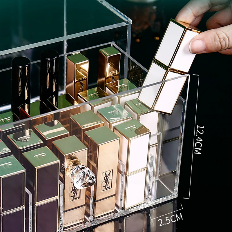 Drawer Lipstick Storage Box Dressing Table Lip Gloss Multi Compartments Makeup Organizer Shelf Luxury Cosmetics Organiser 6