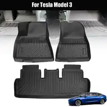 Audew для Tesla модель 3 TPO Передняя и задняя черная 3 шт. автомобильный коврик для пола на заказ подходит под любую погоду напольное ковровое покрытие водонепроницаемое прочное