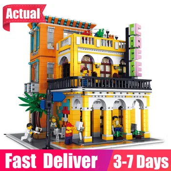 

Rael 10002 Creative Classic Commercial Street View Series Coffee House House Model Assembled Building Block Toy Children Gift