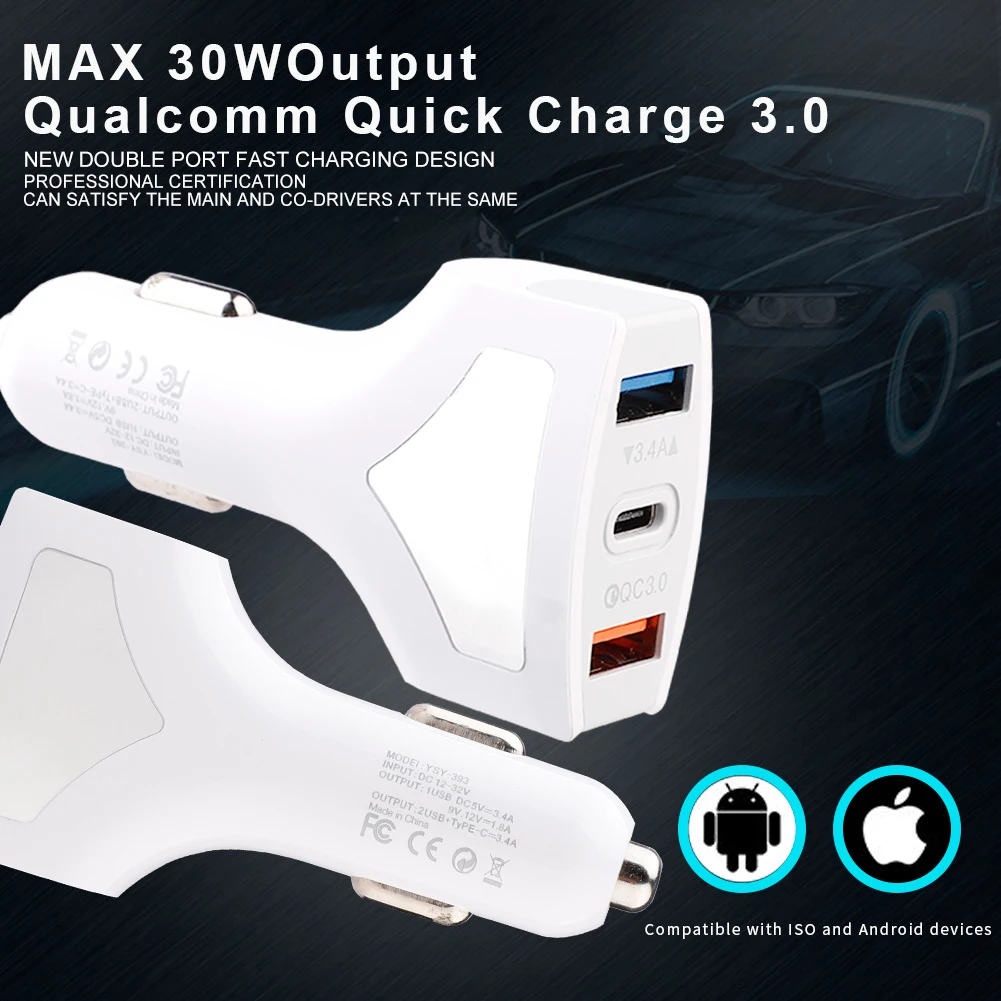 5V 3.5A QC3.0 быстрая зарядка, автомобильное зарядное устройство для автомобиля с двумя портами USB для телефона Зарядное устройство