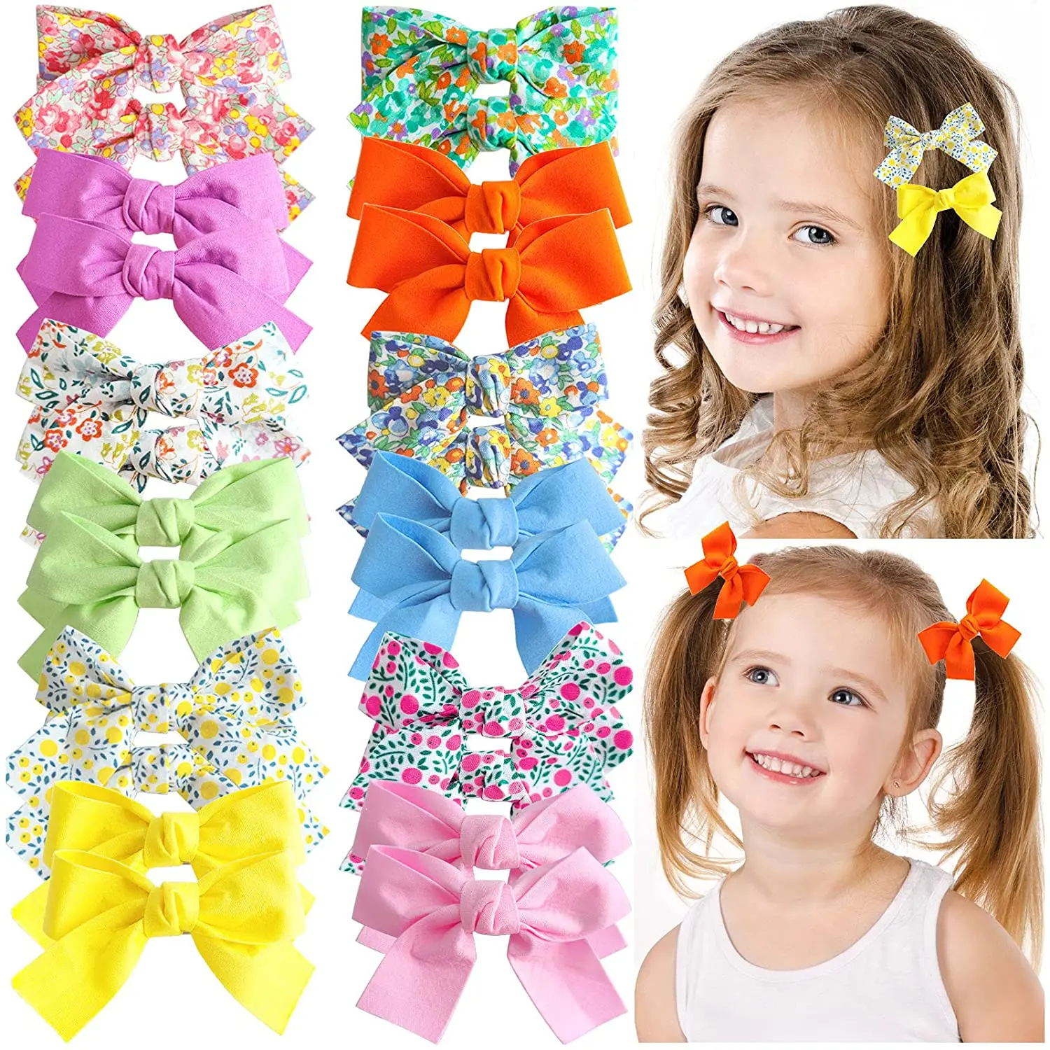 24 Pieces/12 Colors Baby Girls Hair Bows Clips Hair Barrettes Accessory