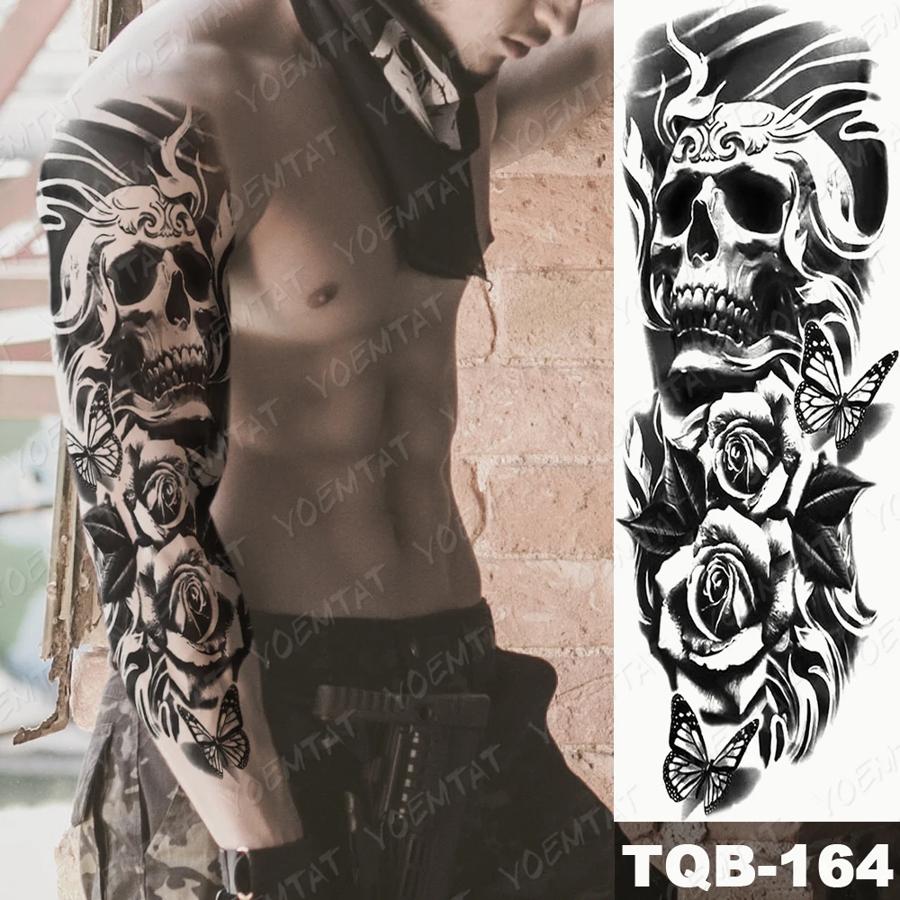 Upper Arm Skull Tattoo for Men: The Real Deal on Temporary Ink That Lasts, image size:1000x1000