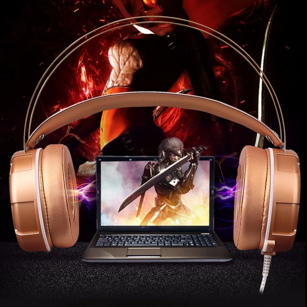 Игровая гарнитура светодиодный светильник светящийся шум Cancealing PC Gamer Super Bass повязка на голову наушники с микрофоном для компьютера PC