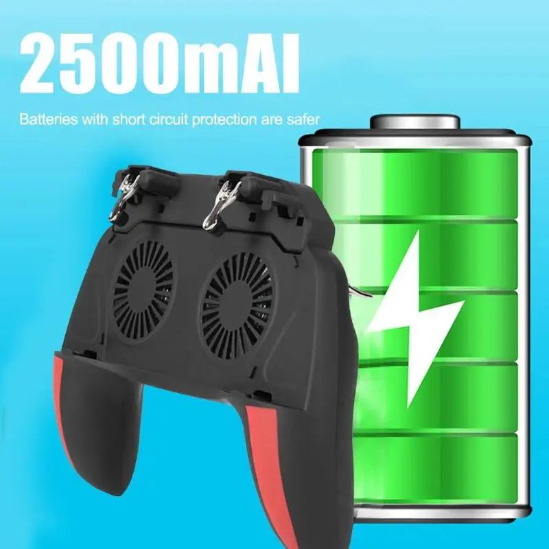  H10 Four-Finger Keys Linkage Game Handle Telescopic Gampad with Dual Fans for PUBG Physical Pressur