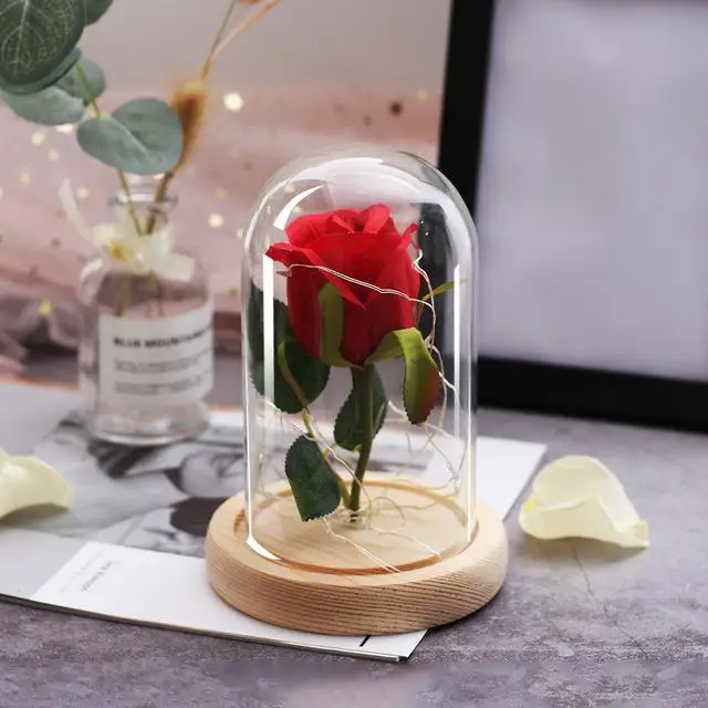 4 модели, светодиодный светильник, цветы и розы для романтических подарков на день рождения девушки, вечные Цветы на Рождество - Цвет: Розово-красный